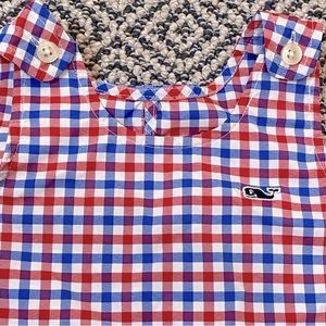 🎉 EUC! 🎉 Vineyard Vines 3-6M Sleeveless Checkered Blue/White/Red Romper